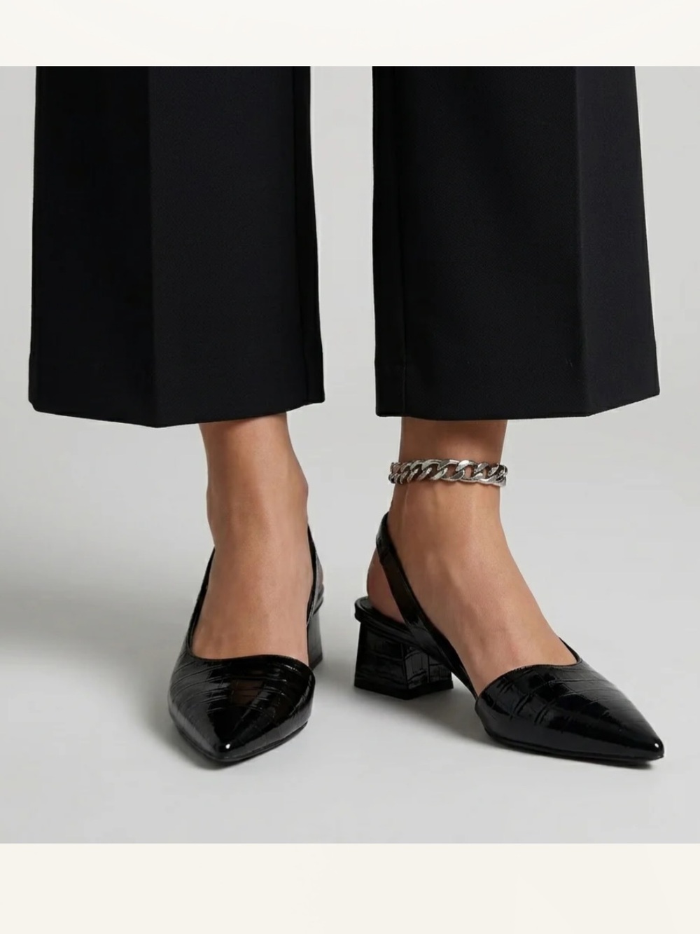 Alice & Benjamin “Lisa” Black Slingback Pointed Toe Block Heel Pumps Sz 7